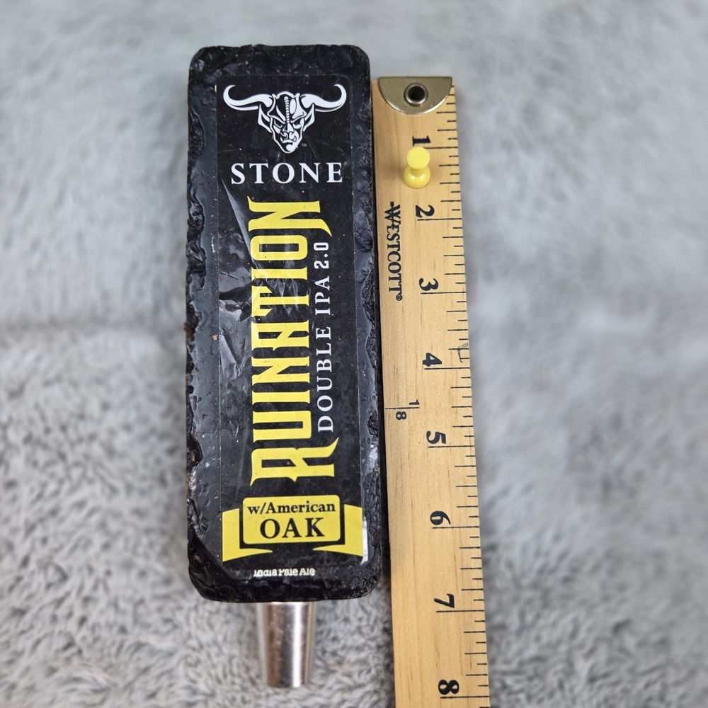 Stone Brewing Ruination‎ Double IPA 2.0 Tap Handle OS Faux Stone Black New